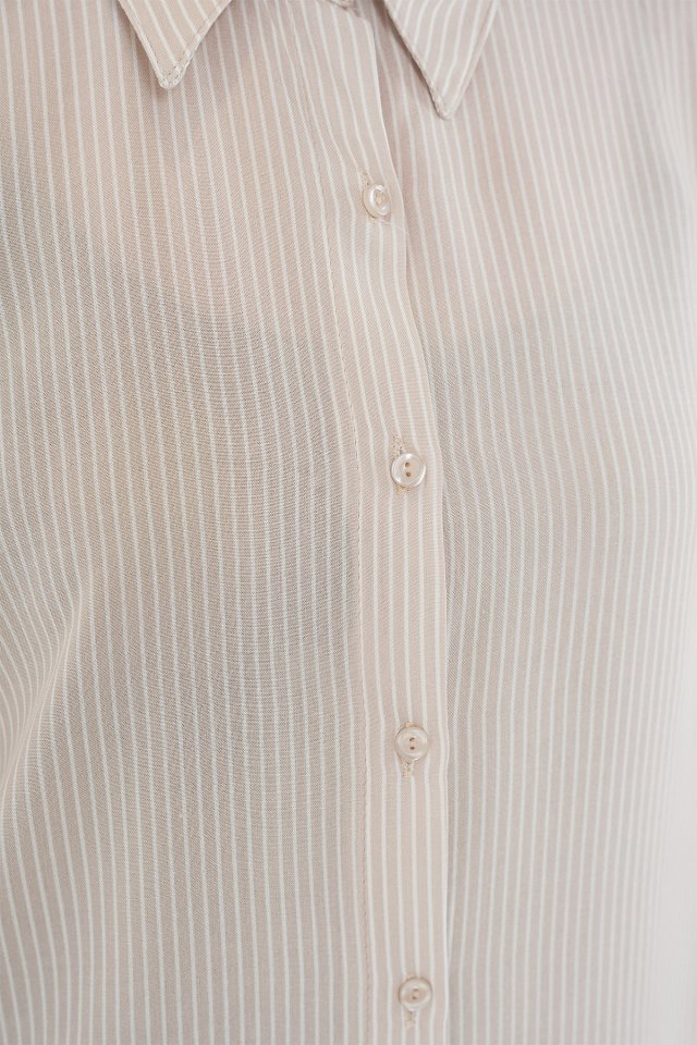 Çizgili Oversize Gömlek 20295 - Mavi